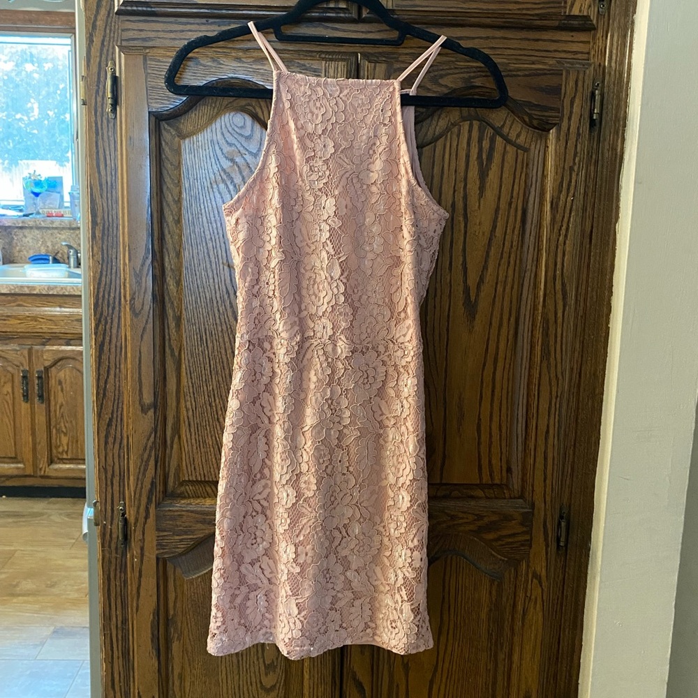 EUC! Worn once! M brand Blush Lace Mini Dress, Size 4